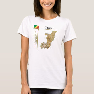 Carte Congo-Brazzaville + Drapeau + Titre T-shirt