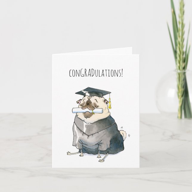 Carte ConGRADulations pug (Devant)