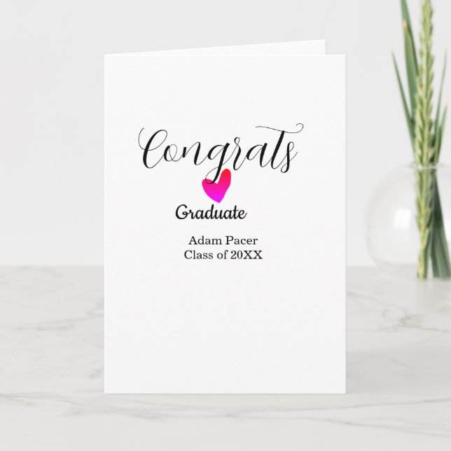 Carte Congrats graduation name class of 20XX year heart  (Devant)