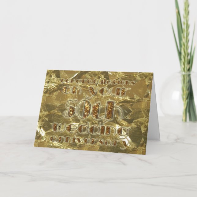 Carte Congratulations 50th Wedding Anniversary Gold (Devant)