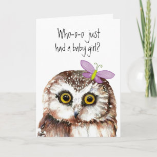 Carte Congratulations Baby Girl Cute Owl Humor