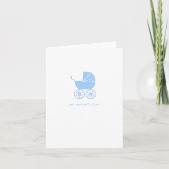 Carte Congratulations Baby Shower Card Blue Stroller (Devant)