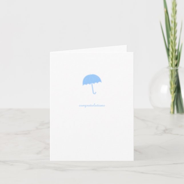 Carte Congratulations Baby Shower Card Blue Umbrella (Devant)