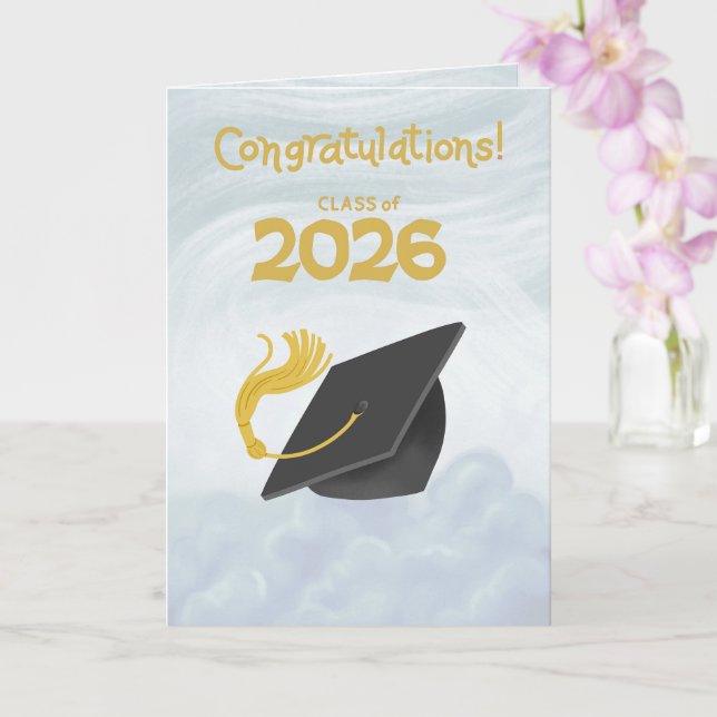 Carte Congratulations Class of 2026 Black Graduation Cap (Orchidée)