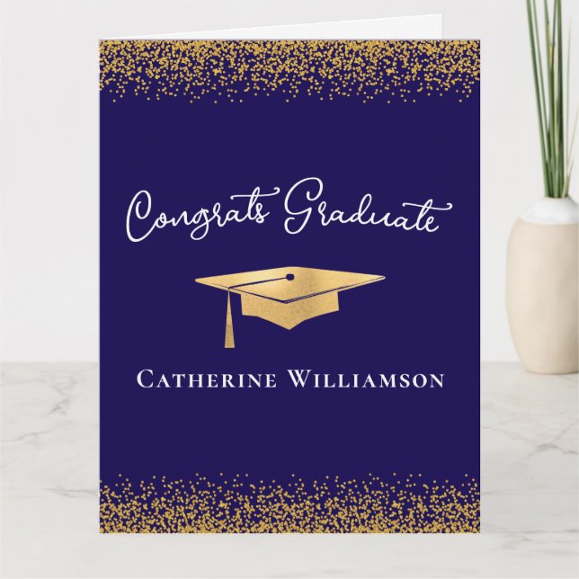 Carte Congratulations Custom Elegant Gold Graduation  (Devant)