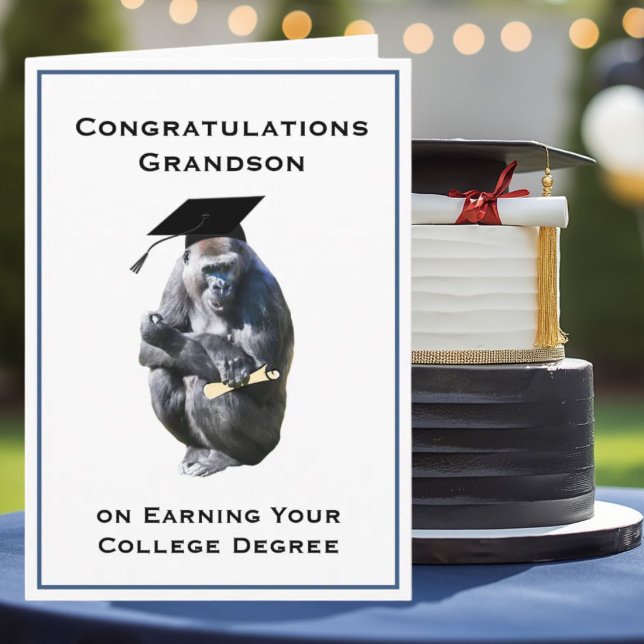 Carte Congratulations Grandson  Degree Funny Gorilla (Créateur téléchargé)