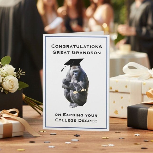 Carte Congratulations GreatGrandson Degree Funny Gorilla (Créateur téléchargé)