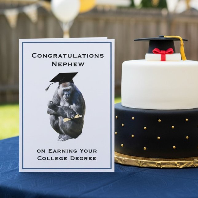 Carte Congratulations Nephew Degree Funny Gorilla (Créateur téléchargé)