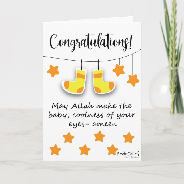 Carte Congratulations - New Born (Cute Yellow Socks) (Devant)