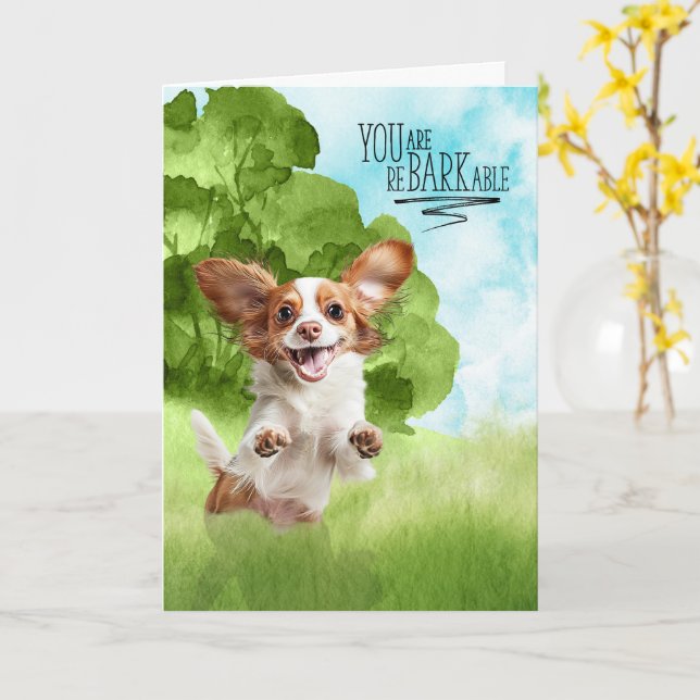 Carte Congratulations reBARKable Cavalier King Charles (Fleur jaune)