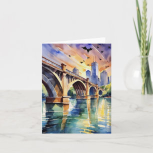 Carte Congress Avenue Bridge Austin Texas Watercolor
