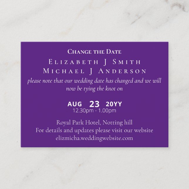 Carte Conseil 100 x Changement de date Report incl ENVL. (Devant)