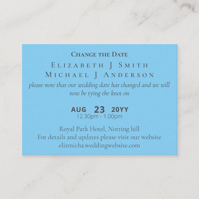 Carte Conseil 100 x Changement de date Report incl ENVL. (Devant)