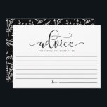 Carte Conseil Adivce de calligraphie noire pour l'épouse d'être<br><div class="desc">Conseil de calligraphie noire pour la carte de mariée à devenir | Écrivez votre conseil pour la future mariée avec cette carte de souvenirs vierge. Il présente une calligraphie géologique avec motif de feuillage. Des éléments correspondants sont disponibles.</div>