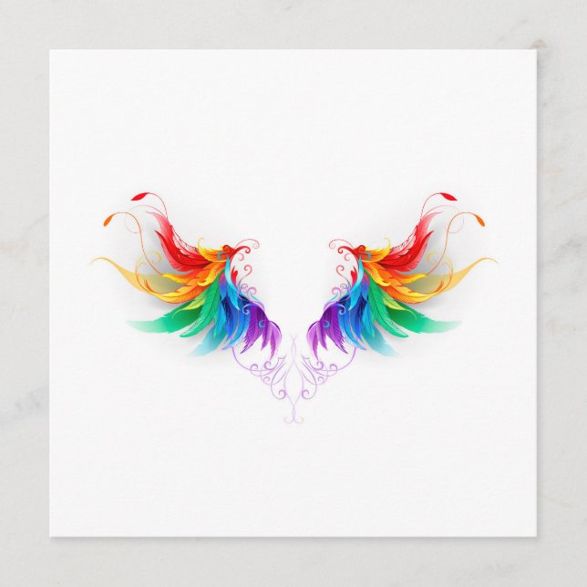 Carte Conseil Ailes fluffy arc-en-ciel (Devant)