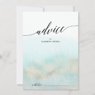Carte Conseil Aqua et Gold Watercolor Beach Wedding