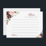 Carte Conseil aquarelle Bourgogne et conseils floraux<br><div class="desc">Un design floral simple avec de belles fleurs d'aquarelle bleu marine et bordeaux. N'hésitez pas à modifier les couleurs et les détails du texte.</div>