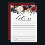 Carte Conseil Aquarelle Bourgogne et Mariage de fleurs de marine<br><div class="desc">Donnez vos conseils aux jeunes mariés avec cette carte de conseil mariage personnalisable. Il présente une guirlande florale aquarelle de fleurs rouges, bordeaux, rousses et bleu marine aux accents de verdure. Personnalisez cette carte de conseil mariage florale en ajoutant vos propres textes. Cette carte de conseil fleurie conviendra parfaitement aux...</div>