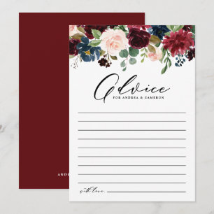 Carte Conseil Aquarelle Bourgogne et Mariage de fleurs de marine