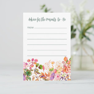 Carte Conseil Aquarelle colorée Baby shower floral