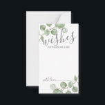 Carte Conseil Aquarelle Eucalyptus Mariage Conseils et souhaits<br><div class="desc">Célébrez votre journée spéciale avec ces conseils et cartes de souhaits magnifiquement mariages,  avec le titre "souhaits" en écriture moderne et décoré avec de l'aquarelle douce eucalyptus sur un arrière - plan blanc. Parfait pour mariage,  baby shower,  fête d'anniversaire,  douche nuptiale,  fête de bachelorette et toutes les occasions spéciales.</div>