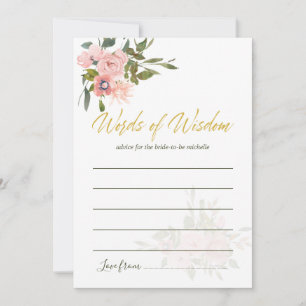 Carte Conseil Aquarelle florale Rose et Or Conseils pour la Mari