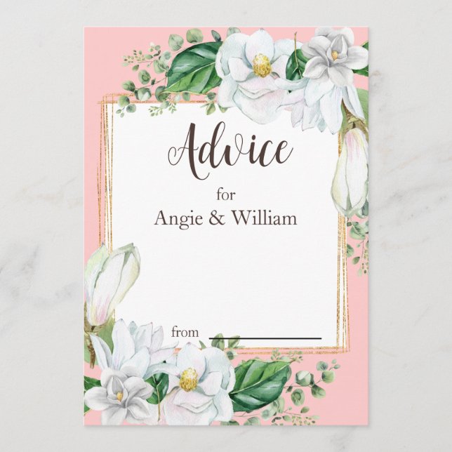 Carte Conseil Aquarelle Magnolia Blush Mariage (Devant)