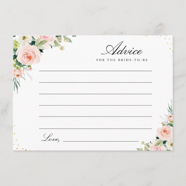 Carte Conseil aquarelle rose floral (Devant)