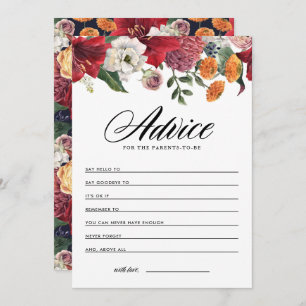 Carte Conseil Aquarelle Rouge Amaryllis Baby shower botanique