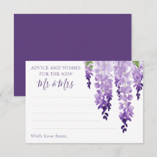 Carte Conseil Aquarelle Wisteria Purple Lilac Mariage Floral