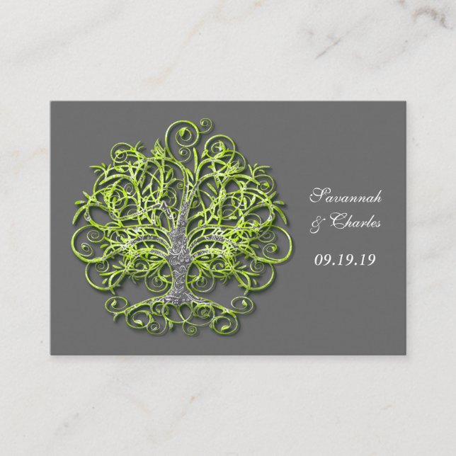 Carte Conseil Arbre de mariage élégant rustique luxe vert citron (Devant)