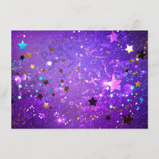 Carte Conseil Arrière - plan de feuille violet avec étoiles (Devant)