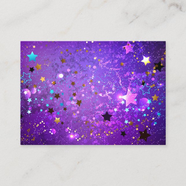Carte Conseil Arrière - plan de feuille violet avec étoiles (Devant)