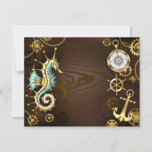 Carte Conseil Arrière - plan en bois avec cheval de mer mécaniqu