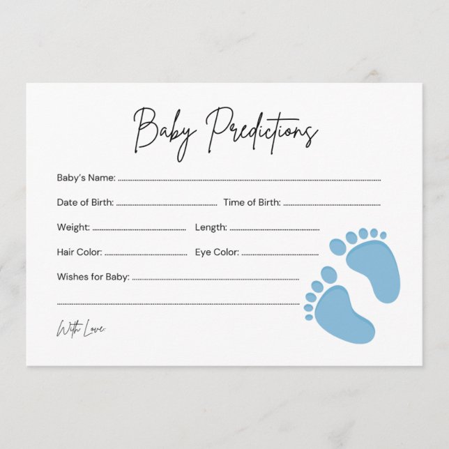 Carte Conseil Baby Feet Boy Baby Prediction & Wish Card (Devant)