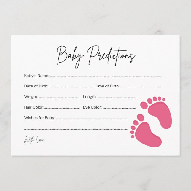 Carte Conseil Baby Feet Girl Baby Prediction & Wives Card (Devant)