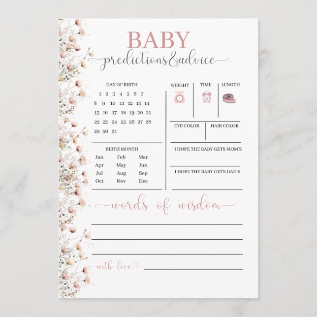 Carte Conseil Baby in Bloom | wildflower predictions and advice  (Devant)