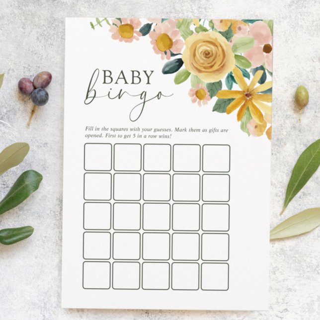 Carte Conseil Baby in Bloom Yellow Floral Bingo Game (Créateur téléchargé)