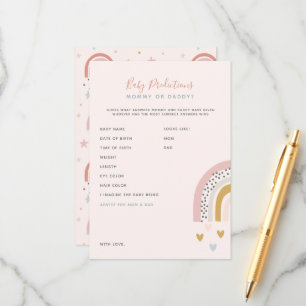 Carte Conseil Baby shower arc-en-ciel Boho Prédictions et consei
