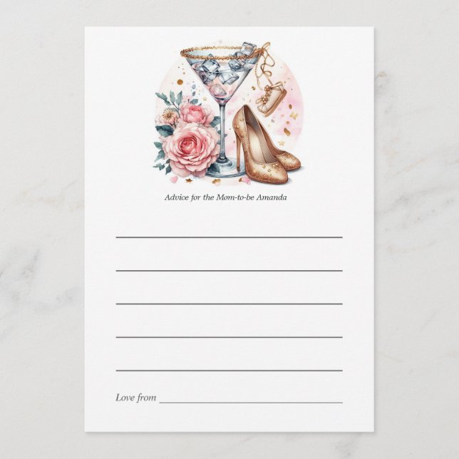 Carte Conseil Baby Shower Cocktail Martini Chic (Devant)