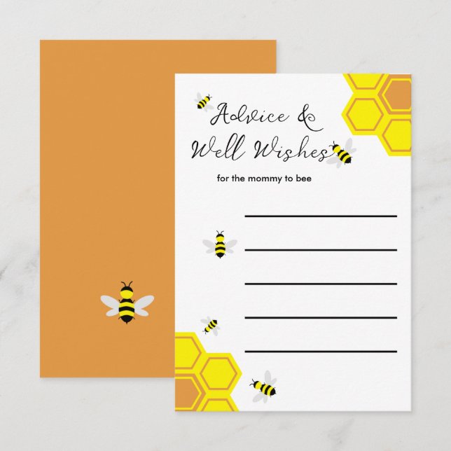 Carte Conseil Baby shower d'abeilles (Devant / Derrière)