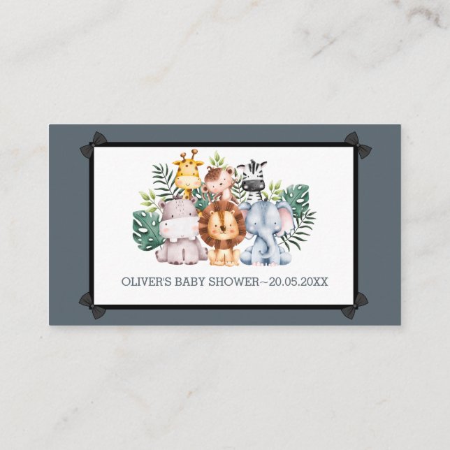 Carte Conseil Baby shower d'aventure Jungle coloré (Dos)