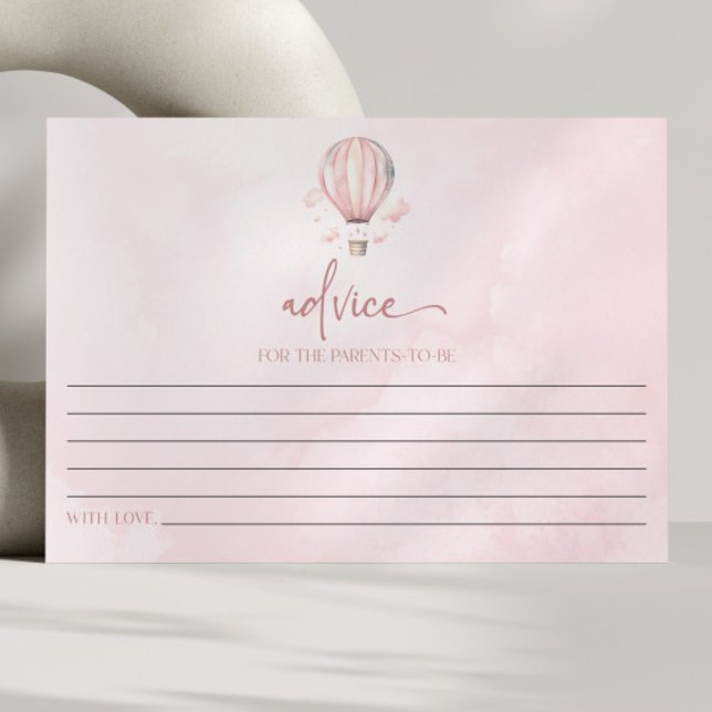 Carte Conseil Baby shower de ballon à air chaud rose (Créateur téléchargé)
