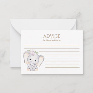 Carte Conseil Baby shower d'éléphant pour bébés