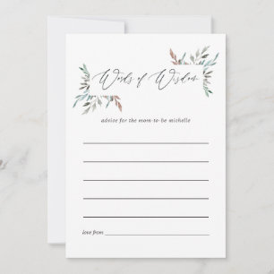 Carte Conseil Baby shower d'hiver rustique Verdure Avis maman