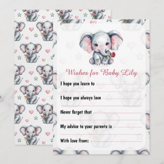Carte Conseil Baby Shower éléphant aquarelle rose