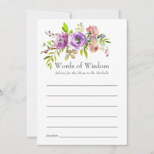 Carte Conseil Baby Shower Floral Aquarelle de Printemps