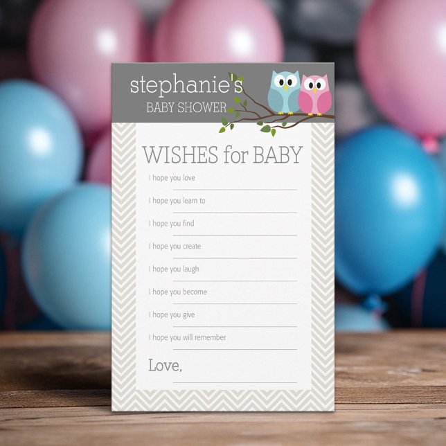 Carte Conseil Baby shower Game Wings (Wishes For Baby)
