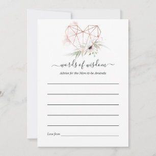 Carte Conseil Baby shower géométrique rose Gold Eucalyptus