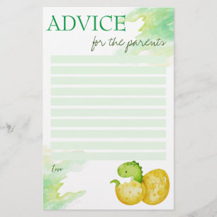 Carte conseil baby shower hachage bientôt dino oeu